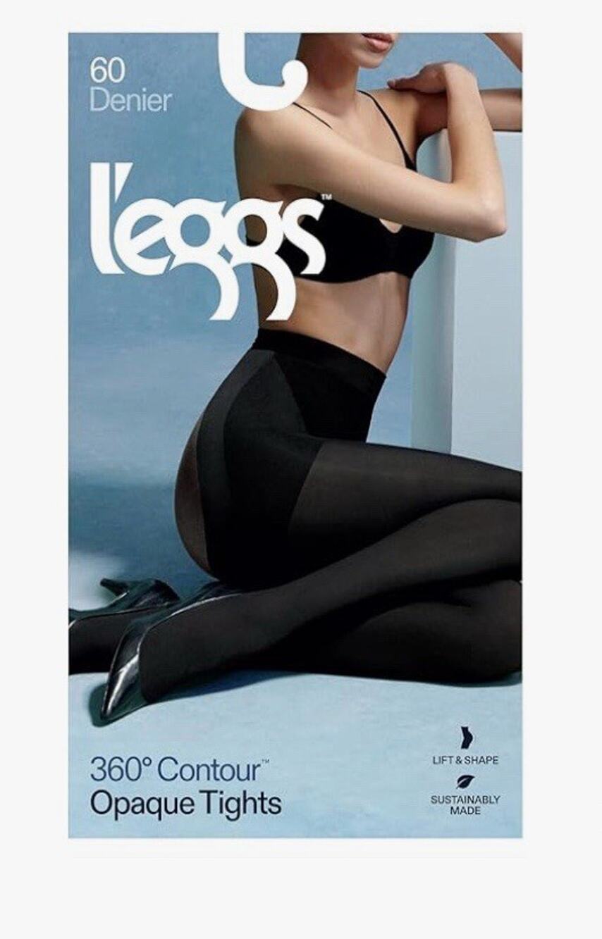 L'eggs 360 Contour Opaque Tights Black -Large - 60 Denier Lift & Shape